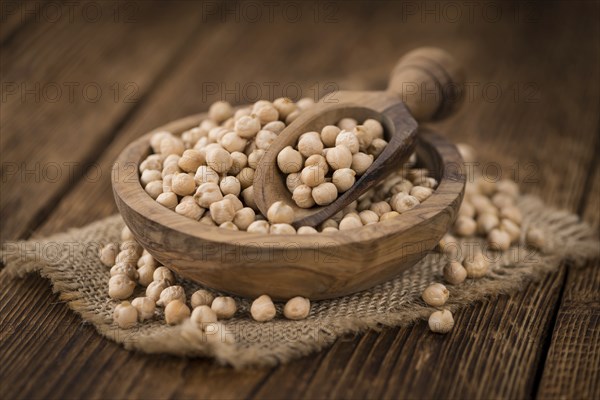 Portion of fresh Chickpeas close-up shot, selective focus