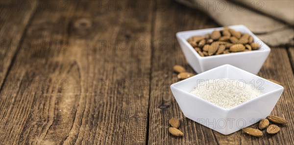 Some fresh Almond Flour (selective focus, close-up shot)