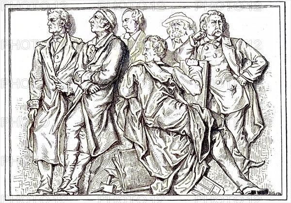 From left, Rietschel, G. Schadow, W. Schadow, Schnorr von Carolsfeld, Rethel and Schwind, are the