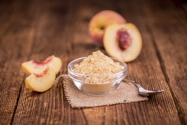Portion of fresh Ground Peaches close-up shot, selective focus