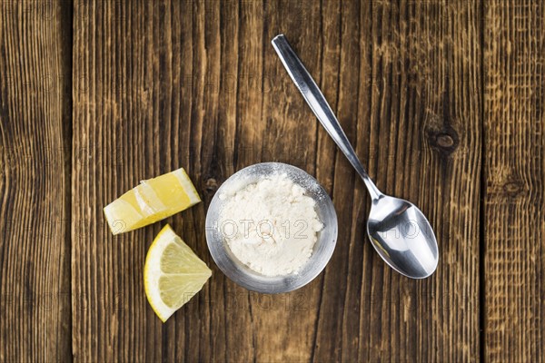 Some healthy Lemon powder (selective focus, close-up shot)