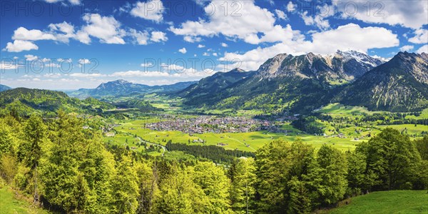 Mountain panorama from south-west on Oberstdorf, Oberallgäu, Allgäu, Bavaria, Germany, Europe