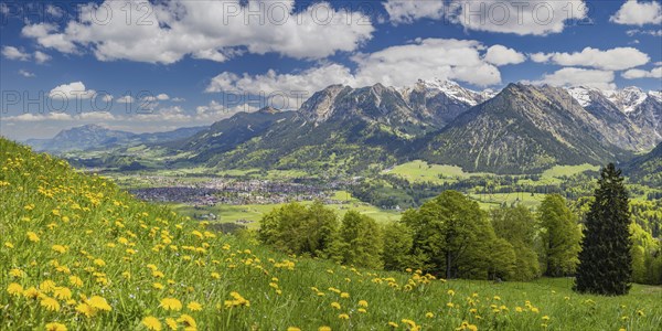 Mountain panorama from south-west on Oberstdorf, Oberallgäu, Allgäu, Bavaria, Germany, Europe