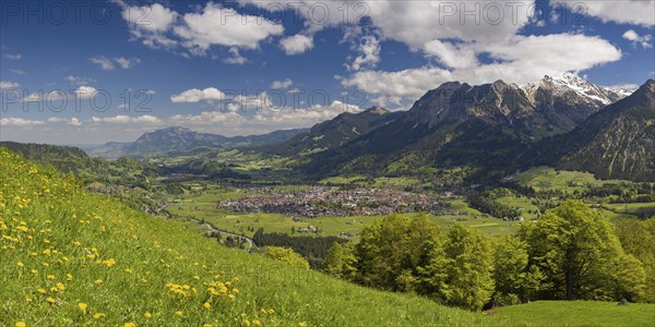 Mountain panorama from south-west on Oberstdorf, Oberallgäu, Allgäu, Bavaria, Germany, Europe