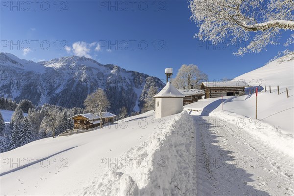 Gerstruben, a former mountain farming village in the Dietersbachtal valley near Oberstdorf, behind