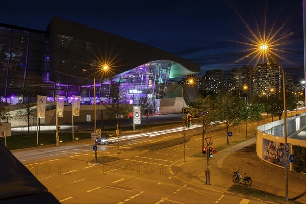 BMW Welt at night, Munich, Bavaria, Germany, Europe