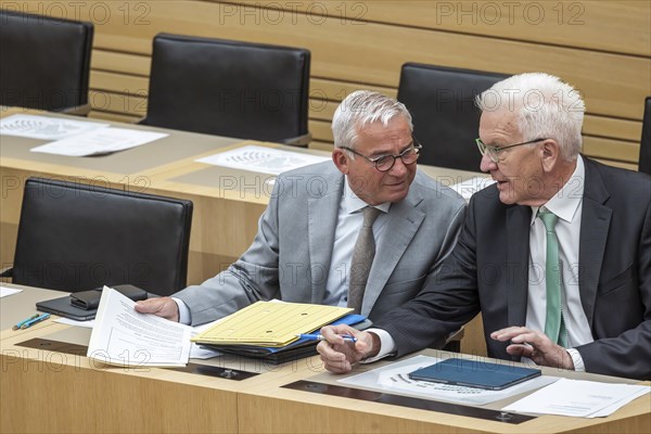 Winfried Kretschmann (right, Greens, Minister President of Baden-Württemberg) and his deputy,