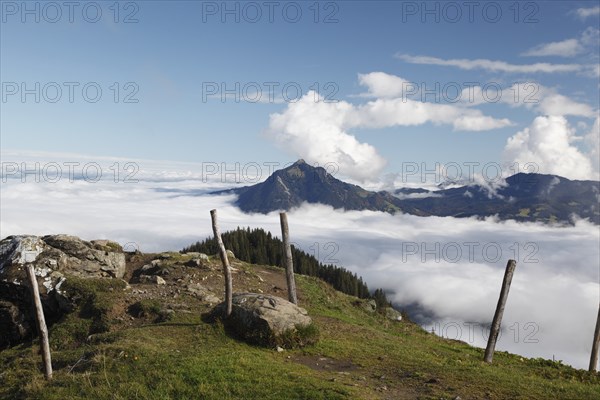 Hiking on the Horner group above the clouds, with Grünten