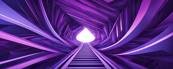 Abstract geometric pattern tunnel structure embodying data streams and communication in magenta