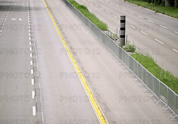 Bundesstrasse B14, Cannstatter Strasse, empty, closed, daytime, Polyscan speed camera, Poliscan,