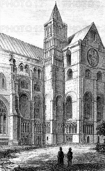 South-east cloister of Canterbury Cathedral, England, church building at the time of the Crusades,