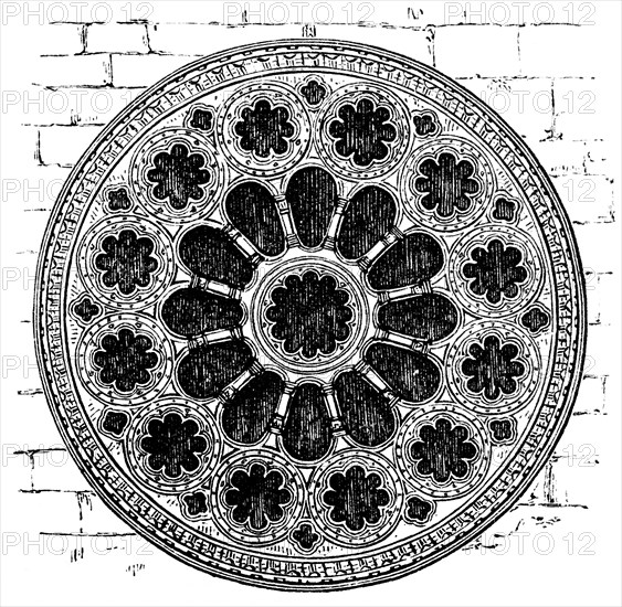 St Catherine's wheel or rose window, church window, round, central point, sectors, church