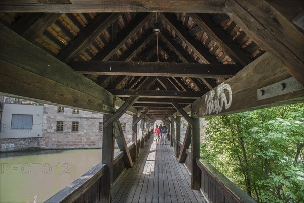 Historic hangman's bridge built around 1457, Nuremberg, Middle Franconia, Bavaria, Germany, Europe