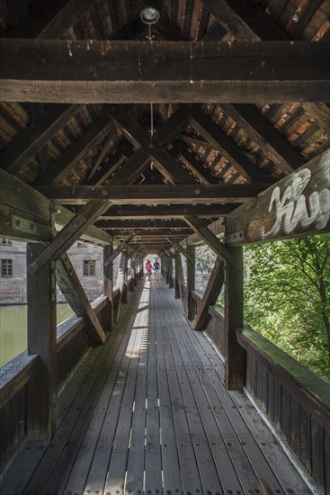 Historic hangman's bridge built around 1457, Nuremberg, Middle Franconia, Bavaria, Germany, Europe