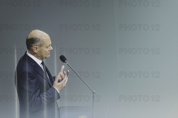 Olaf Scholz (SPD), Federal Chancellor, recorded during a government questioning in the German