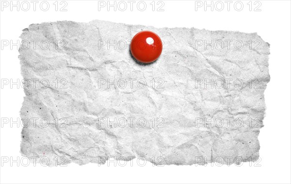 Torn paper with red clip isolated on white background. Ready for your message