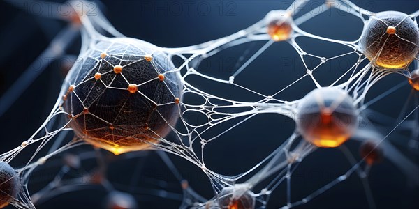 Network of interconnected shapes inspired by the structure of spider silk representing strength and