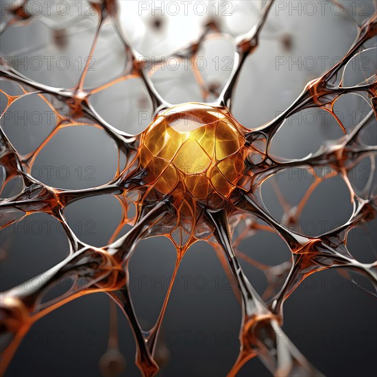 Network of interconnected shapes inspired by the structure of spider silk representing strength and