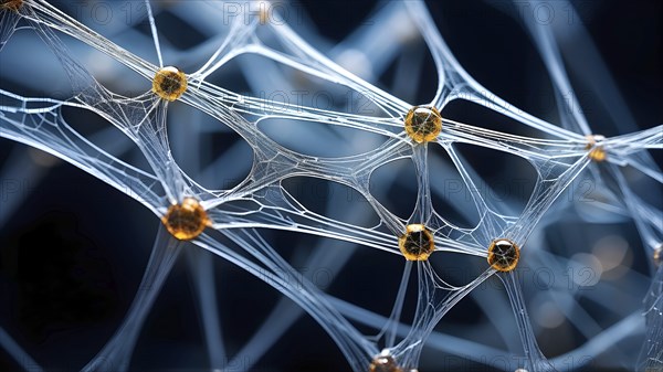 Network of interconnected shapes inspired by the structure of spider silk representing strength and