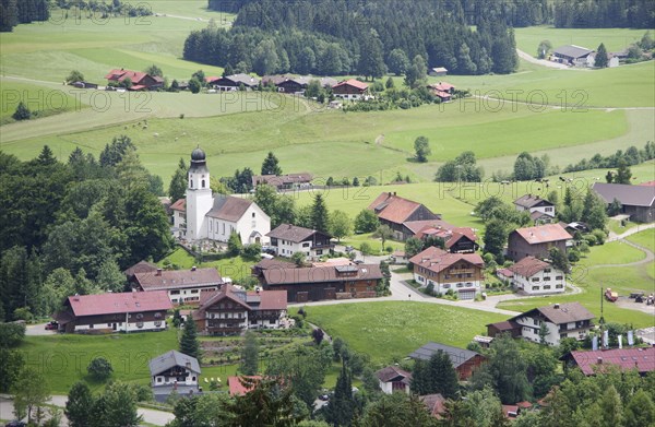 Small village in the bavarian alps oberallgaeu germany