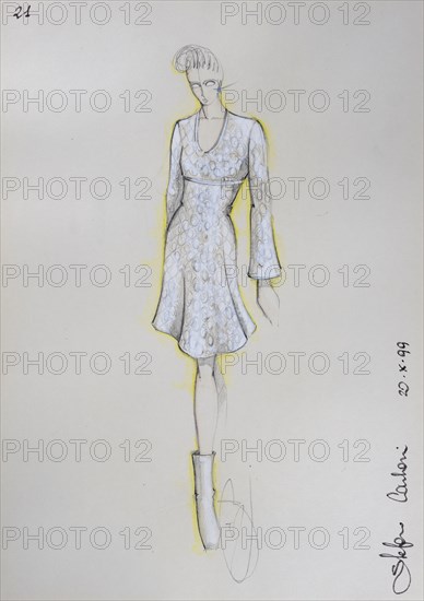 Fashion sketch, fashion design, women's fashion, fashion collection Prêt à porter autumn-winter