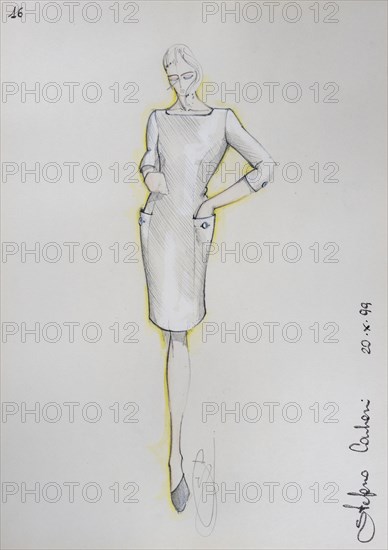 Fashion sketch, fashion design, women's fashion, fashion collection Prêt à porter autumn-winter