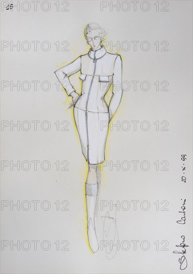 Fashion sketch, fashion design, women's fashion, fashion collection Prêt à porter autumn-winter