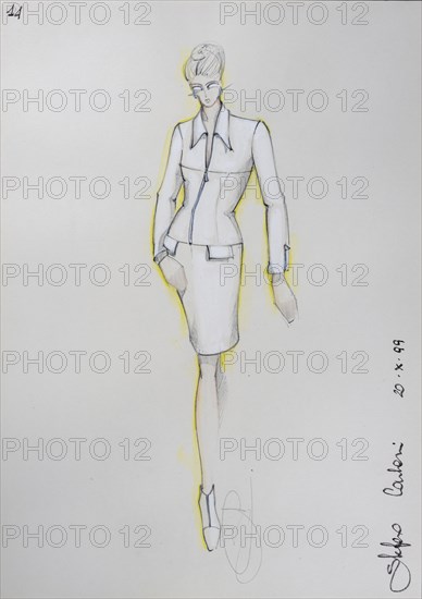 Fashion sketch, fashion design, women's fashion, fashion collection Prêt à porter autumn-winter