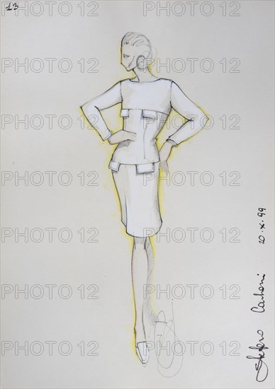 Fashion sketch, fashion design, women's fashion, fashion collection Prêt à porter autumn-winter