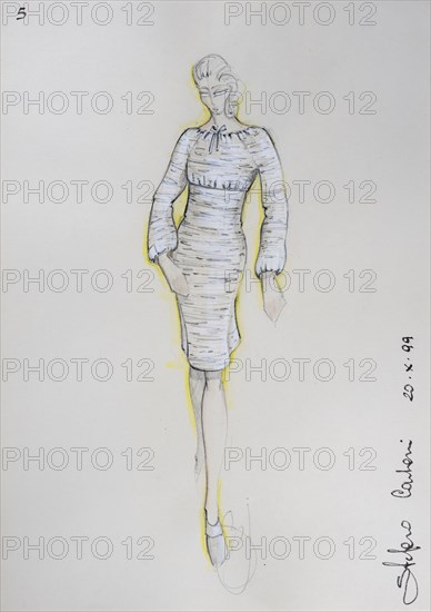 Fashion sketch, fashion design, women's fashion, fashion collection Prêt à porter autumn-winter