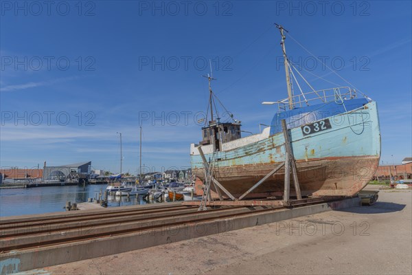 Kerteminde small repair yard, fishing boat, sailing harbour, Great Belt, Fyn, Fyn Island, Baltic