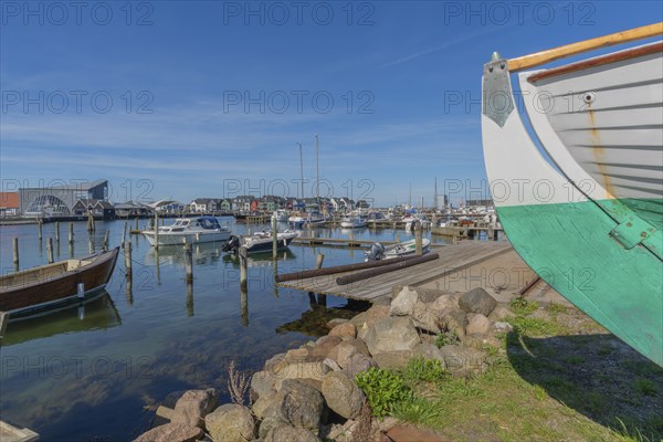 Sailing harbour with jetty, Kerteminde, dolphins, Great Belt, Fyn, Fyn Island, Baltic Sea, Denmark,