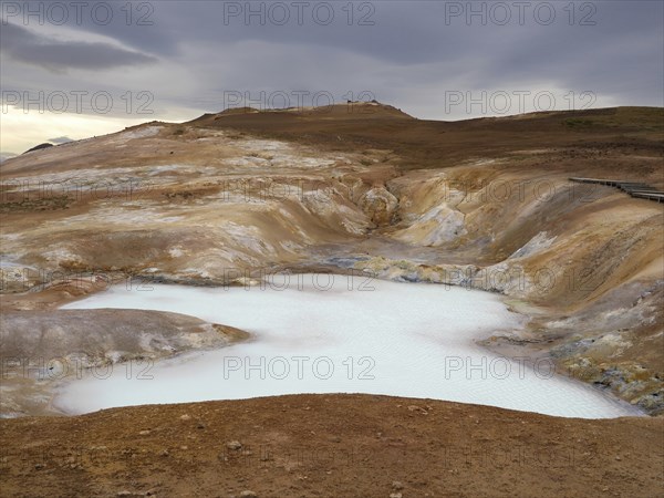 Sulphur spring at the active volcano Leirhnjukur in Iceland