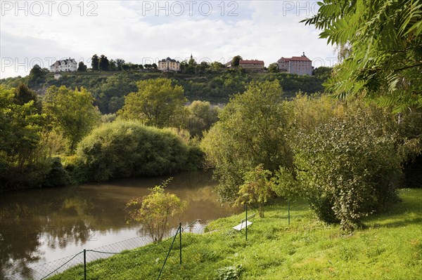 Dorndorf park on the Saale river with a view of the Dornburg castles Palace Dornburg overlooking an