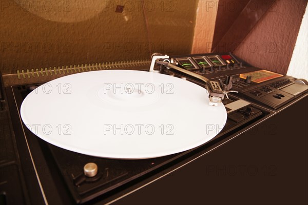 A classic record player with the latest vinyl