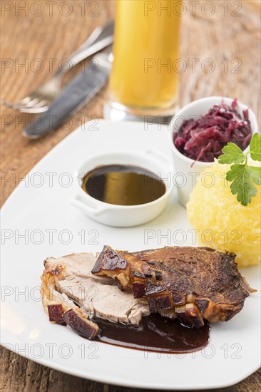 Bavarian roasted pork with potato dumpling