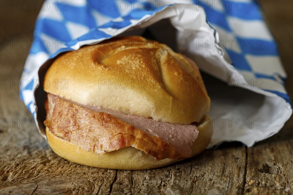 Bavarian meatloaf bun on dark wood