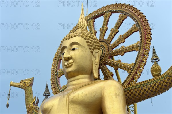 Buddha portrait, Great Buddha Temple, Wat Phra Yai, on Ko Phan, Koh Samui, Thailand, Asia