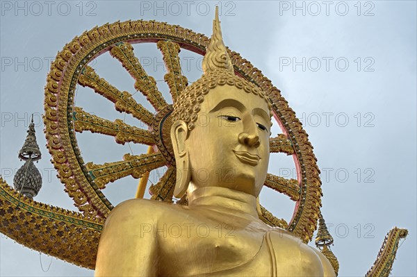 Buddha portrait, Great Buddha Temple, Wat Phra Yai, on Ko Phan, Koh Samui, Thailand, Asia
