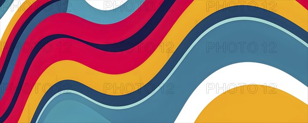 Abstract organic shapes converge in a kaleidoscope of vibrant colors in a minimalist design, AI