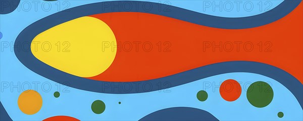 Abstract organic shapes converge in a kaleidoscope of vibrant colors in a minimalist design, AI