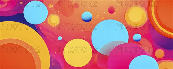 Abstract organic shapes converge in a kaleidoscope of vibrant colors in a minimalist design, AI