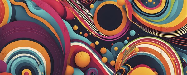 Abstract organic shapes converge in a kaleidoscope of vibrant colors in a minimalist design, AI