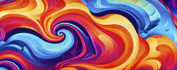 Abstract organic shapes converge in a kaleidoscope of vibrant colors in a minimalist design, AI