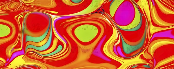 Abstract organic shapes converge in a kaleidoscope of vibrant colors in a minimalist design, AI