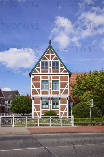 Town hall in the old half-timbered house in Jork, Altes Land, Stade district, Lower Saxony,