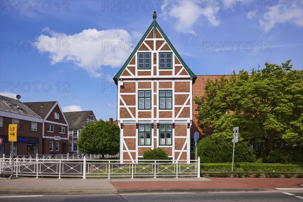 Town hall in the old half-timbered house in Jork, Altes Land, Stade district, Lower Saxony,