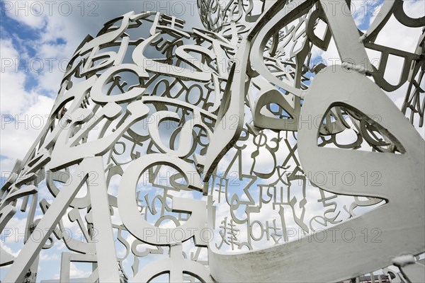 Würth Museum 2, sculpture We by Jaume Plensa, typography, letters, signs, Gaisbach, Künzelsau,