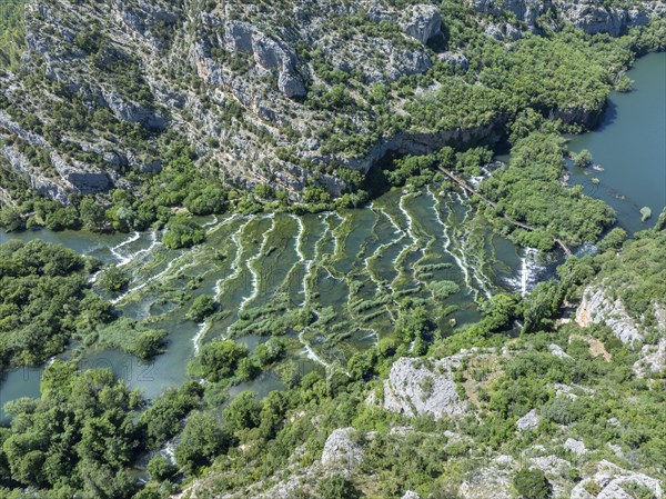 Roski Slap waterfall, cascades, Krka National Park, Dalmatia, Croatia, Europe