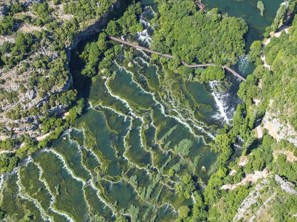 Roski Slap waterfall, cascades, Krka National Park, Dalmatia, Croatia, Europe